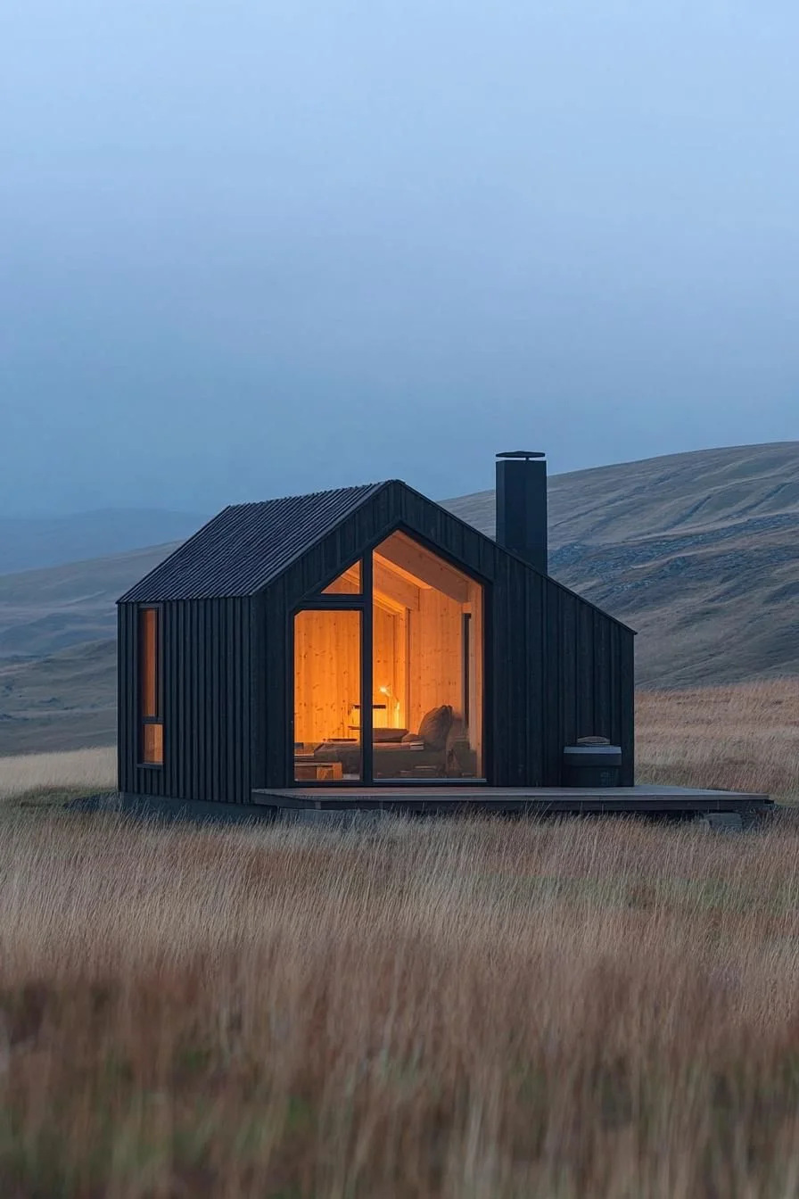 A Small Shack Under Open Meadow Skies
