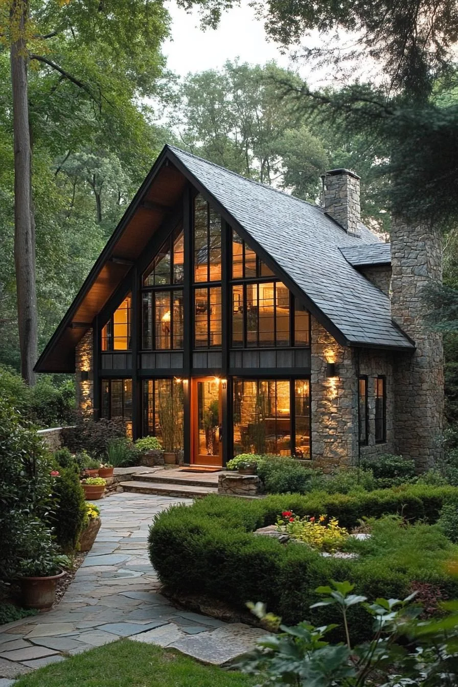 A Forest Cottage With Glass Front Walls