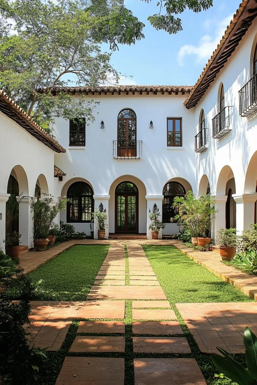 A Courtyard Framed by Arched Walls