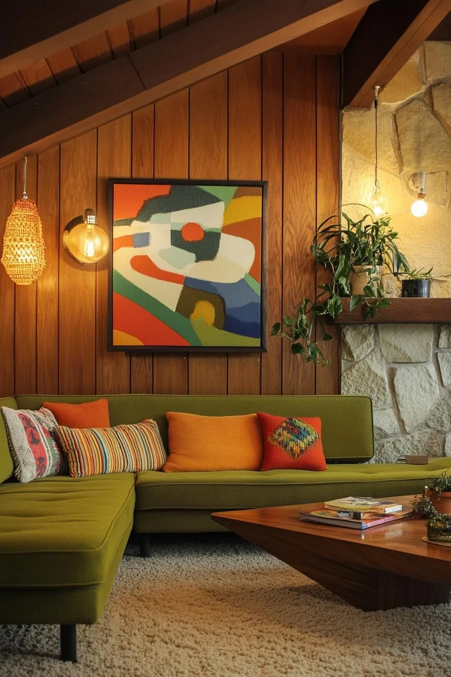 Colorful Retro Living Room Comfort