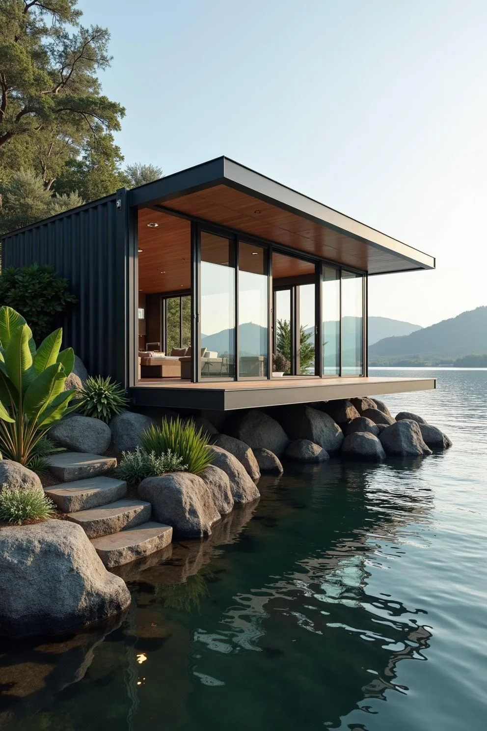 A Boxy Bungalow Raised Above Ground
