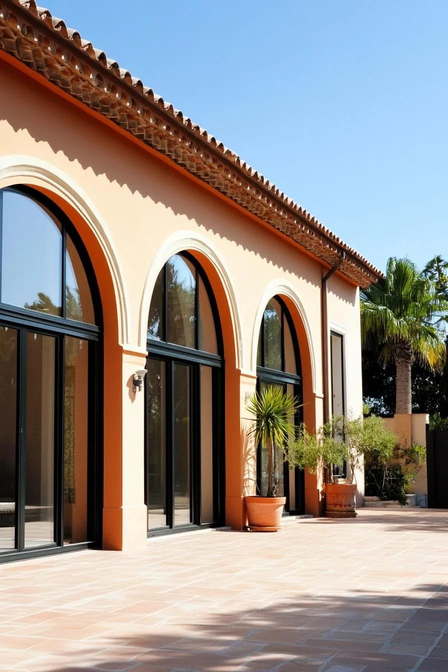 A Terracotta Villa With Arched Details
