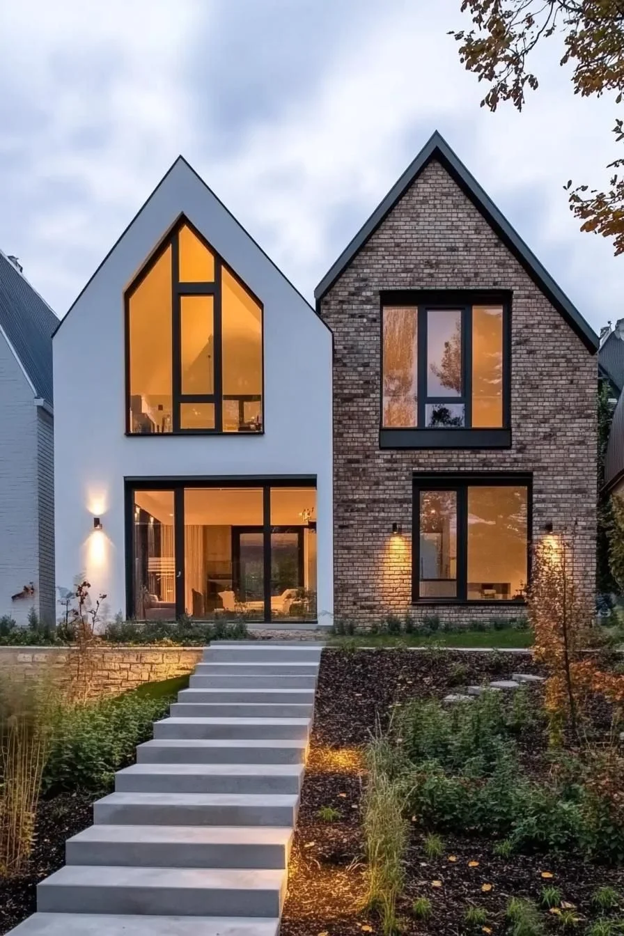 Twilight-Lit Gable House Glow