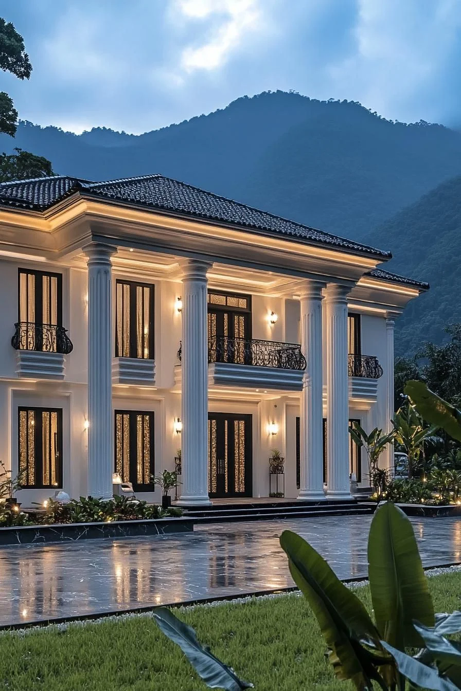 Majestic Manor With Graceful Columns