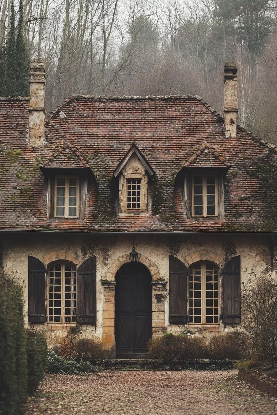 A Moss-Covered Cottage Chimney