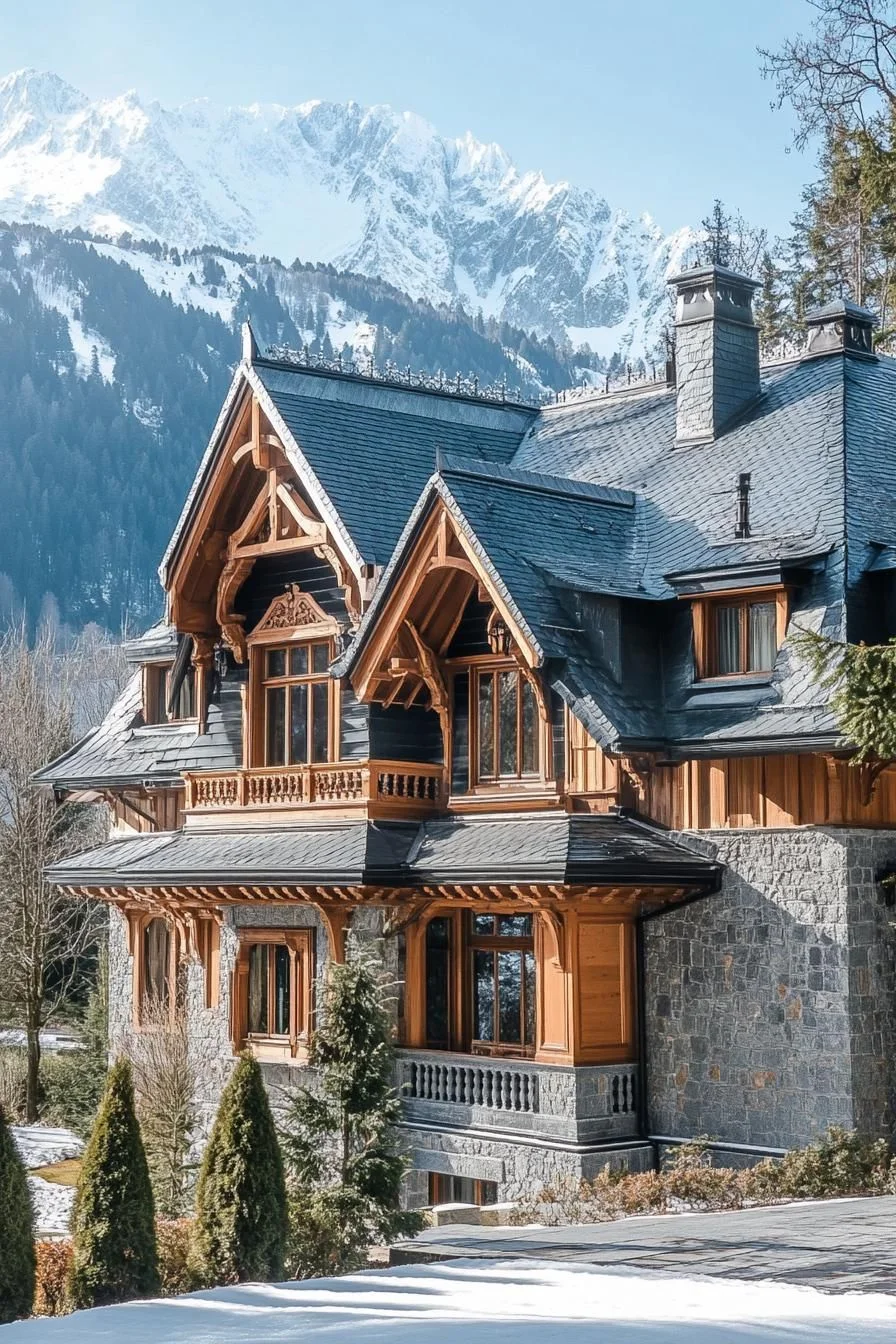 Slate Roofs With Dormer Windows and Carved Wood Details - photo 3
