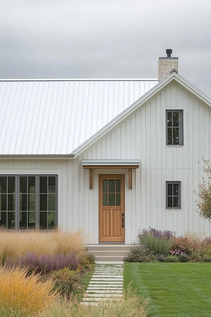 Long House with a White Metal Roof