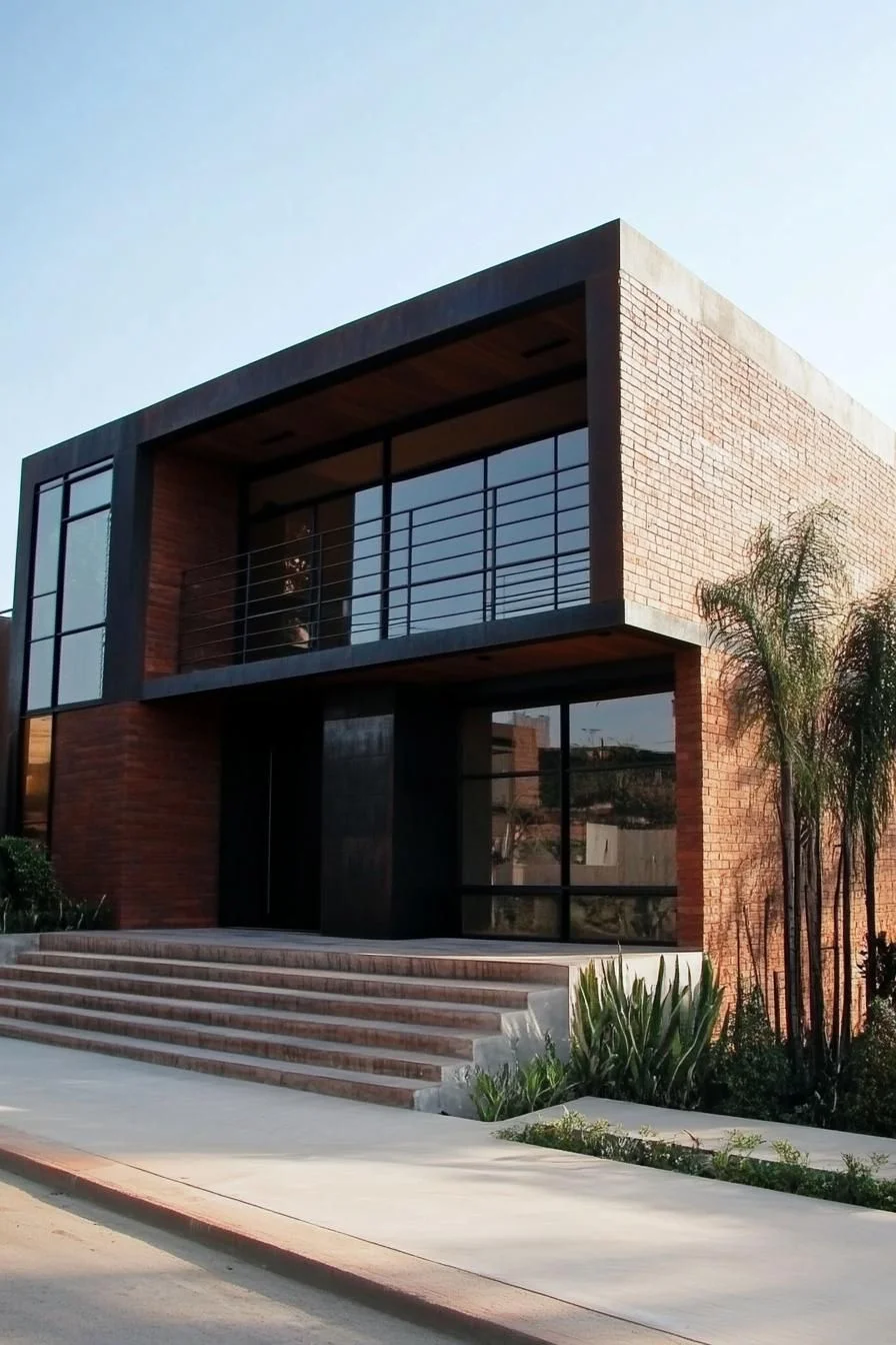 A Brick Home Surrounded By Palm Trees