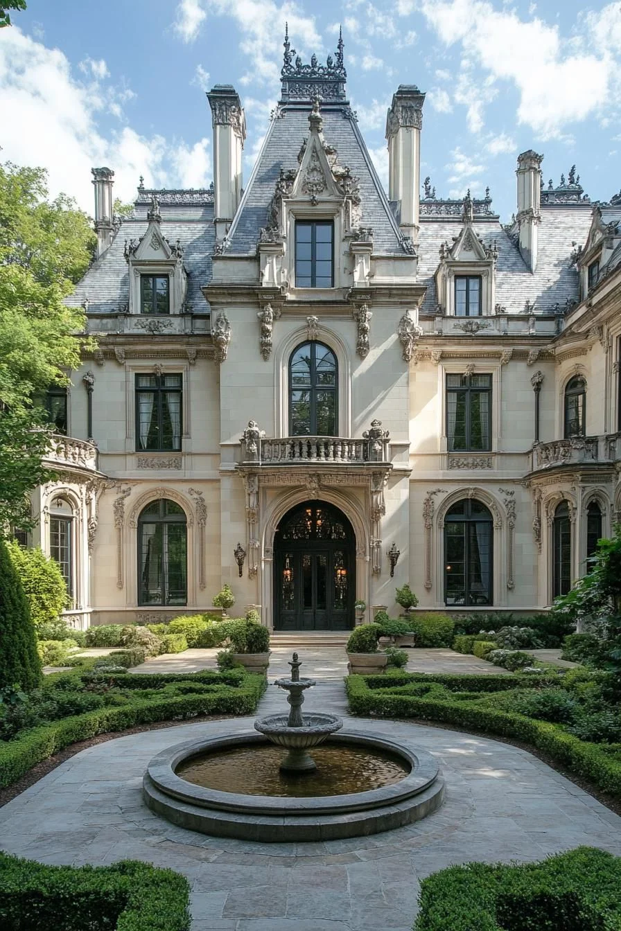 Gothic Mansion with Fountain