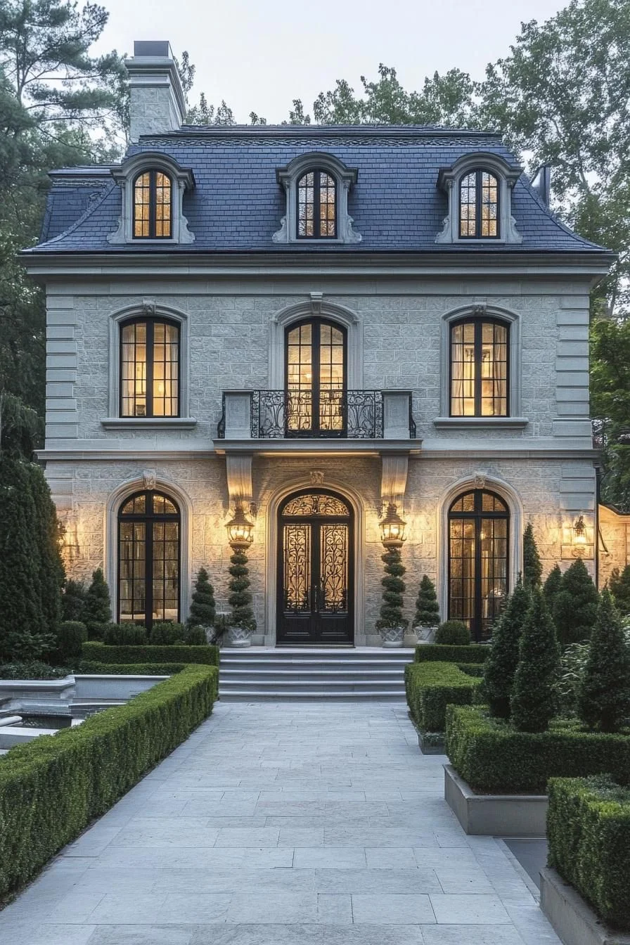 Imposing Home With a Stone Facade