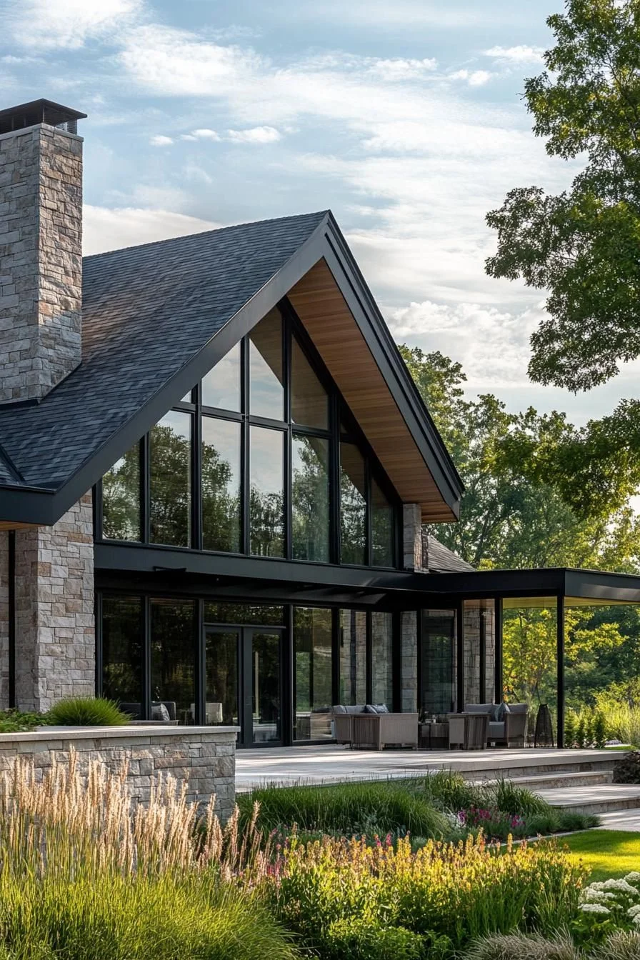 A Glass Farmhouse Set in the Country