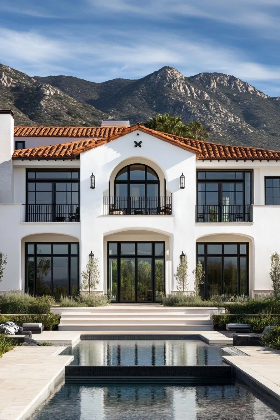 Terracotta Villa Set Against the Mountains
