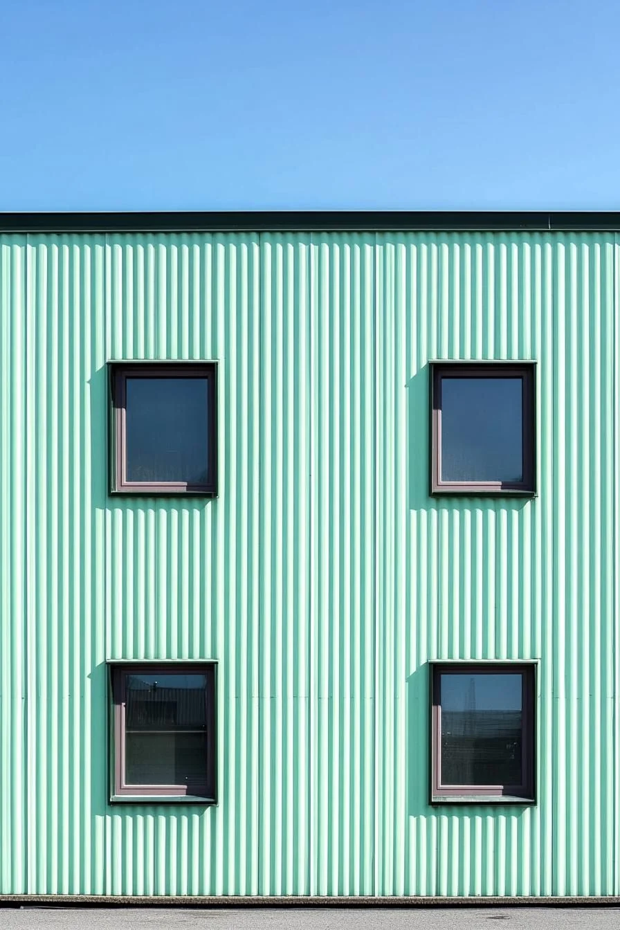 Unique Aqua Stripe Facade Design