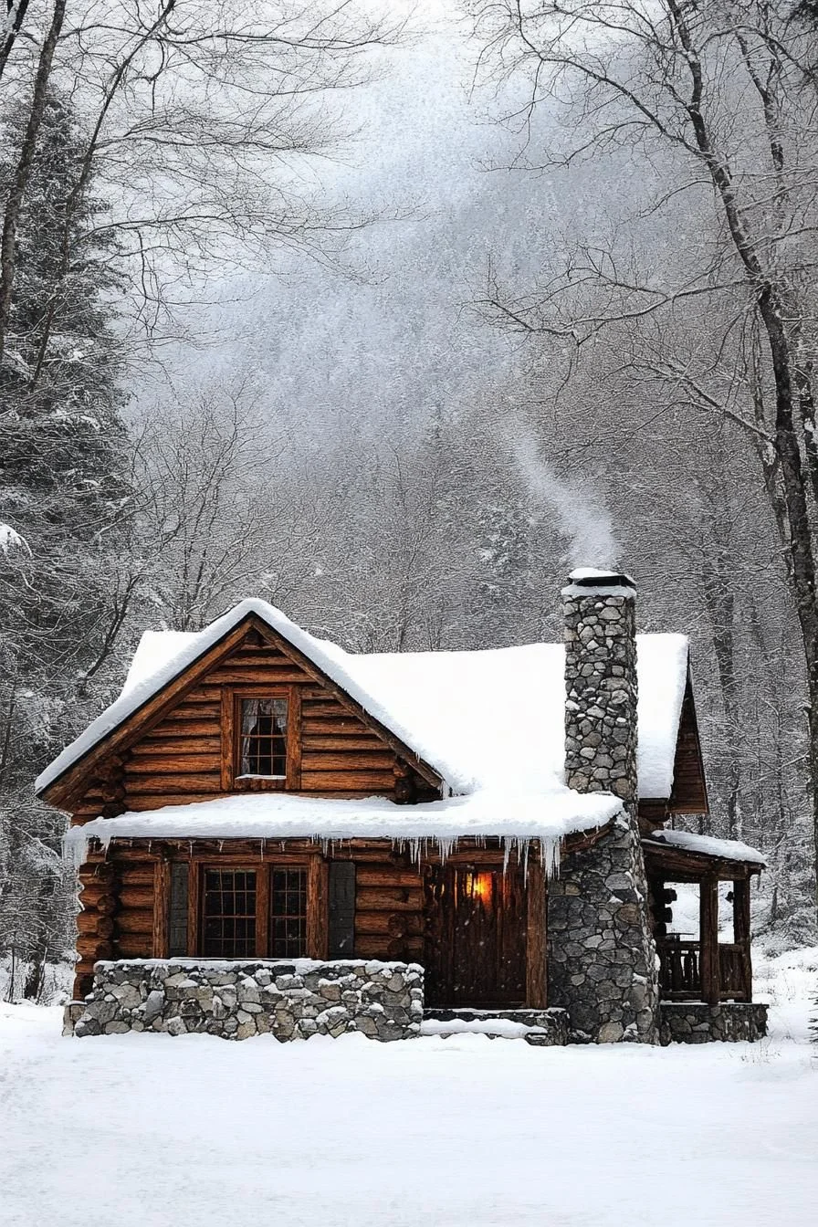 A Snowy Log Cabin Hideout