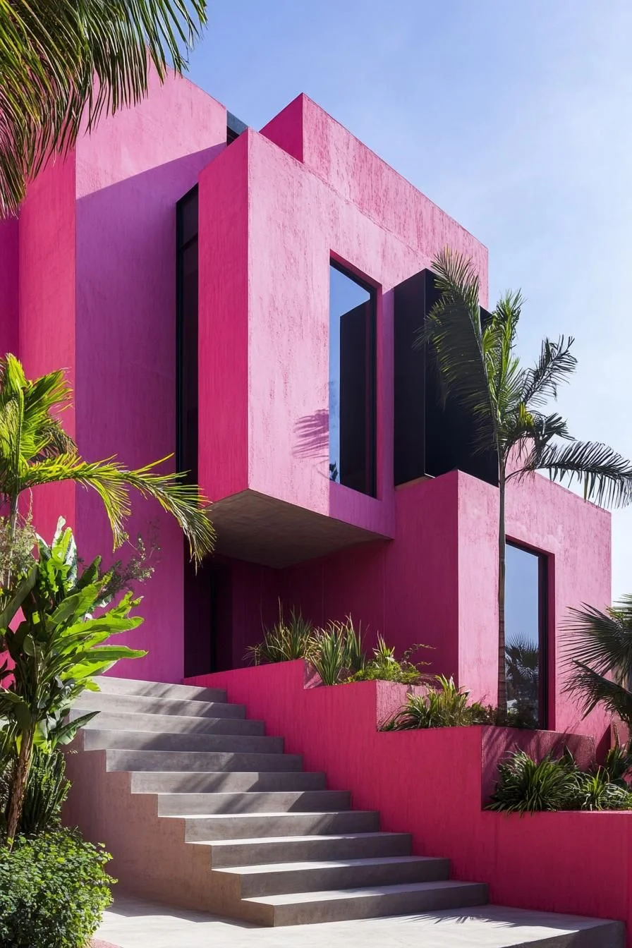 Pink-Toned Fortress Style House