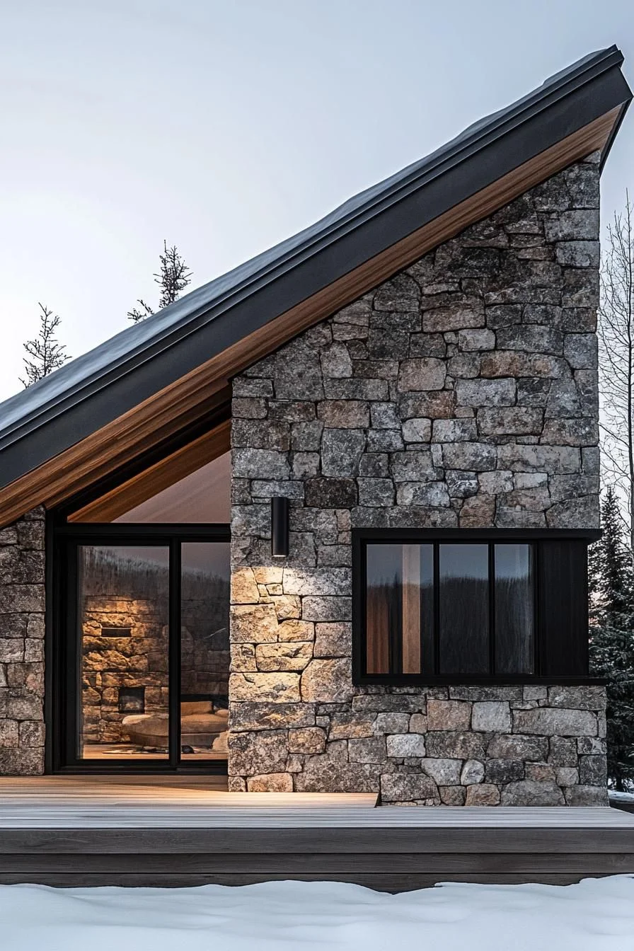 Stone-Built A-Frame in Icy Solitude