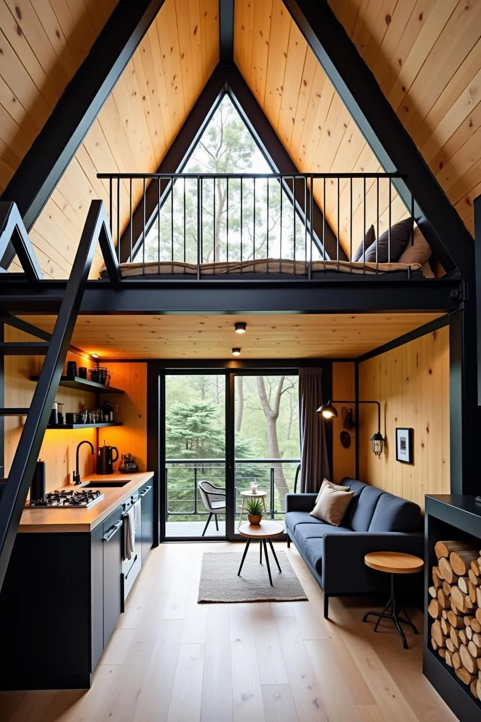 Cozy A-Frame Loft Nooks with a View