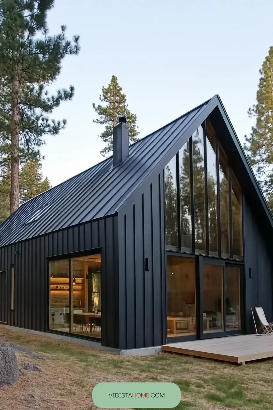 51) Black Exterior Scandinavian Modern House