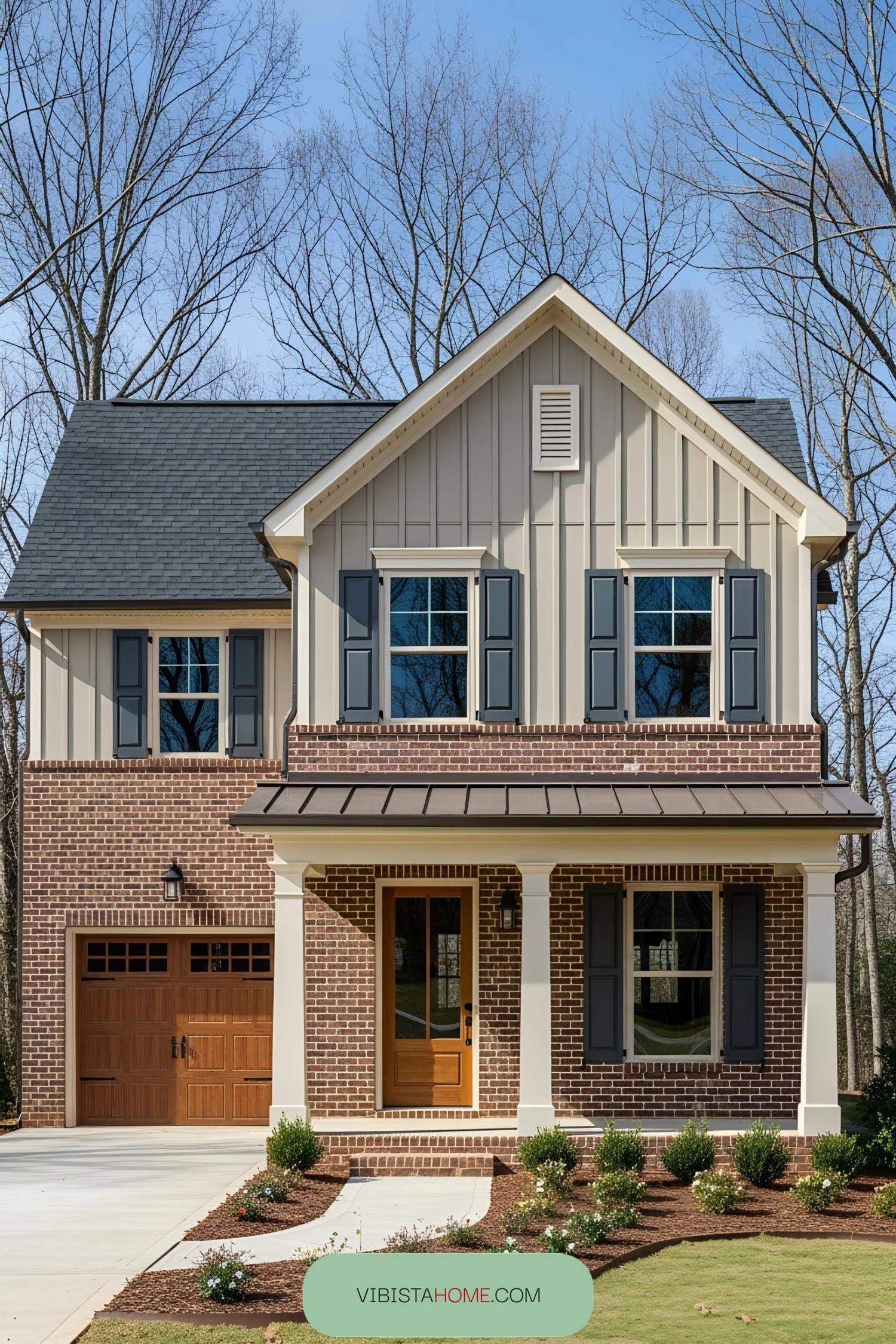 A Cottage Blending Brick and Wood