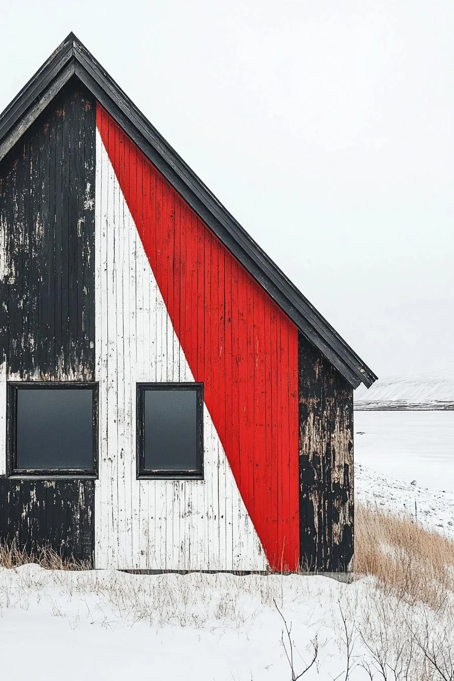 Color-Slashed Cabin Facade