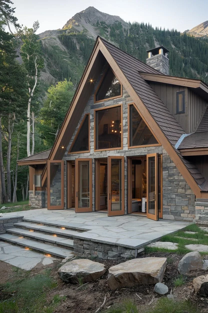 Peaked-Roof Cabin Among the Pines