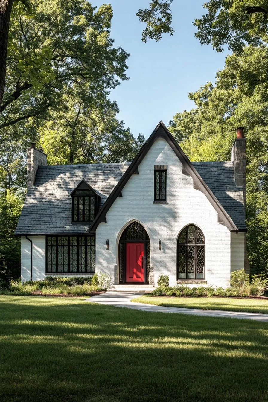 A Splash of Red Among Gothic Gables