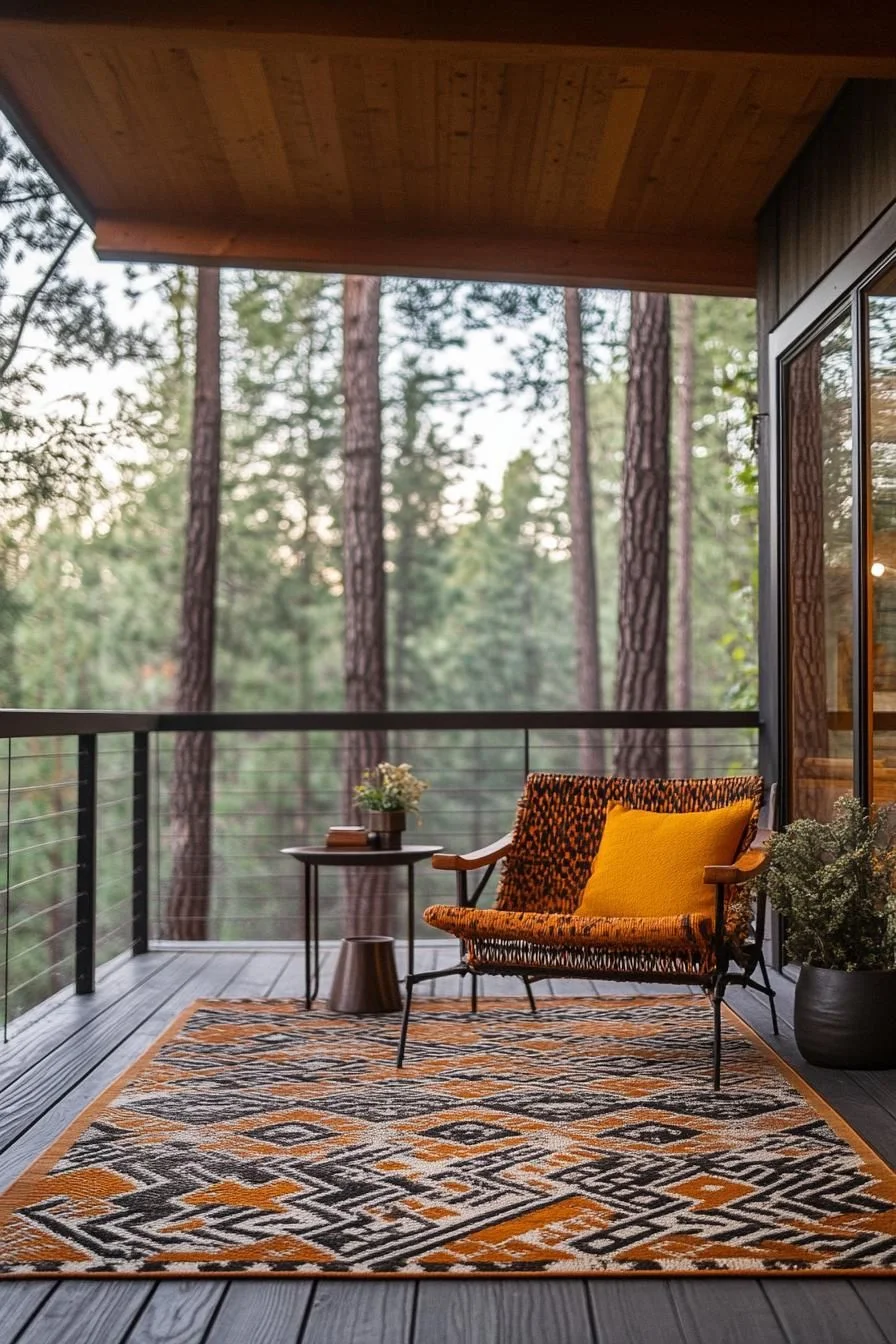 Bold Geometric Patterns in Rugs and Wallpaper