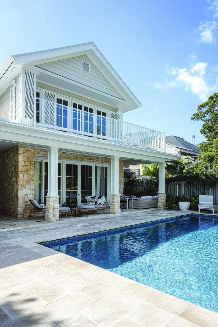 Poolside Comfort with Sleek Shutters