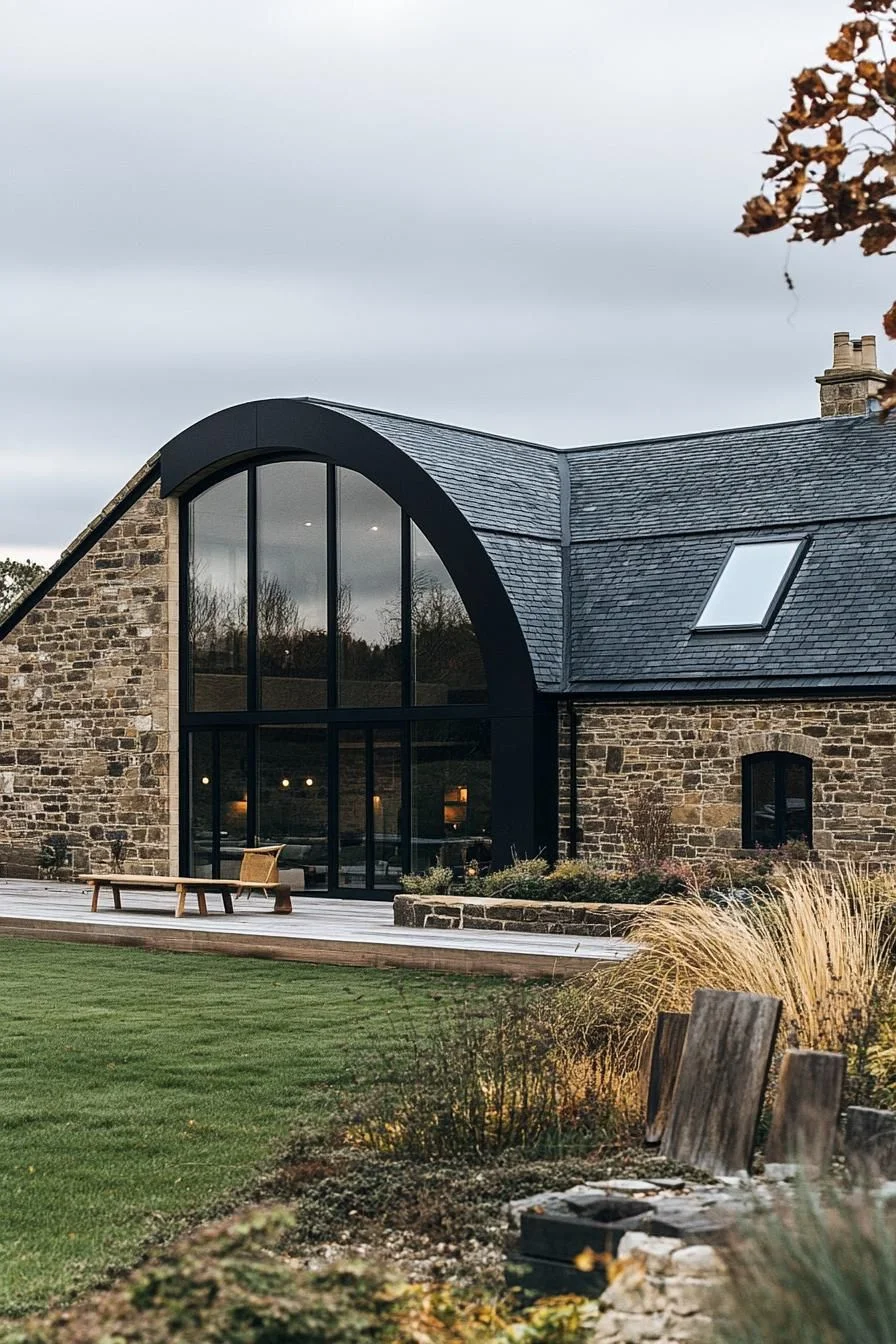 Stone Archways Paired with Steel Framing