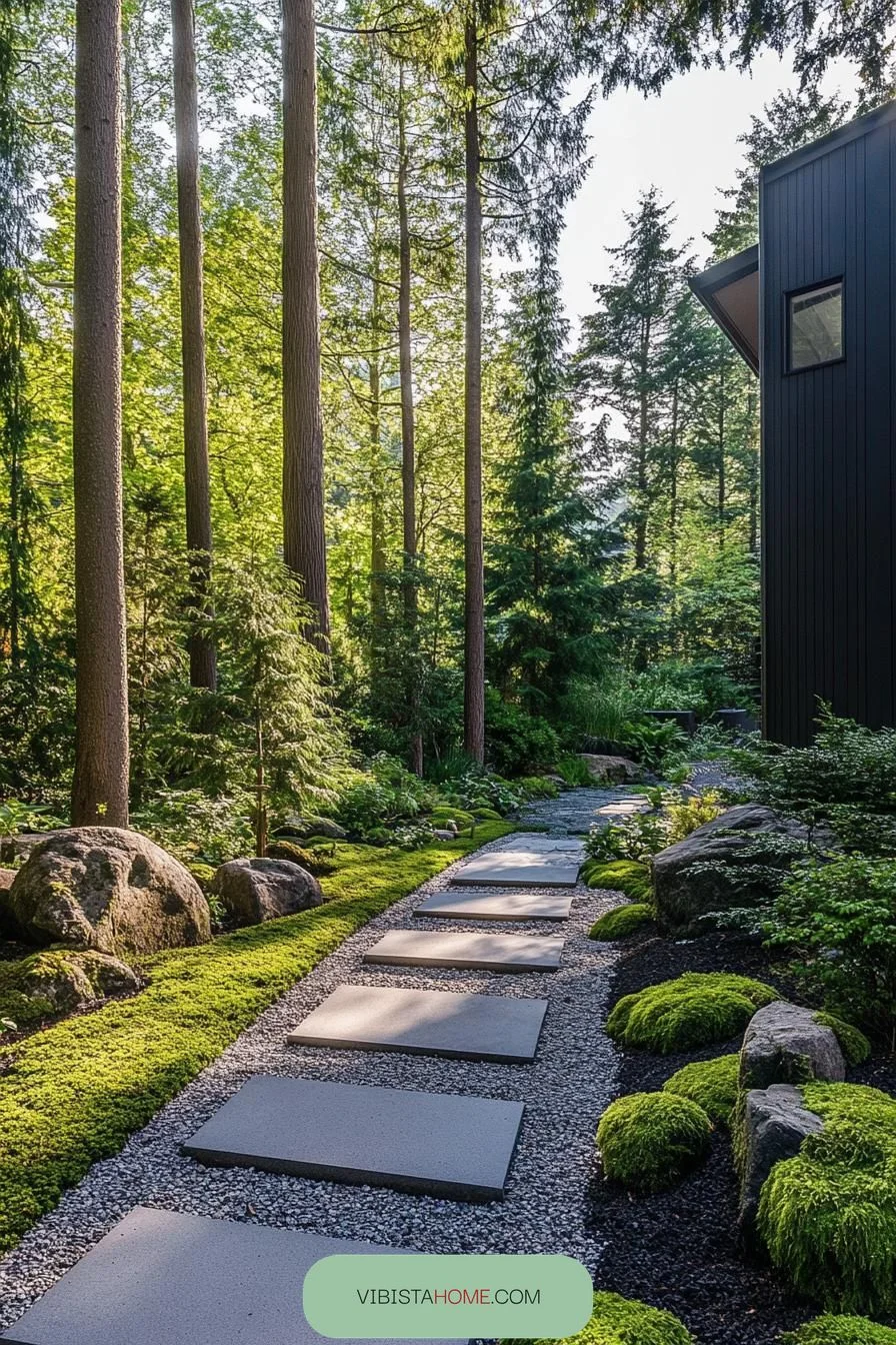 Peaceful Path Among Tall Trees