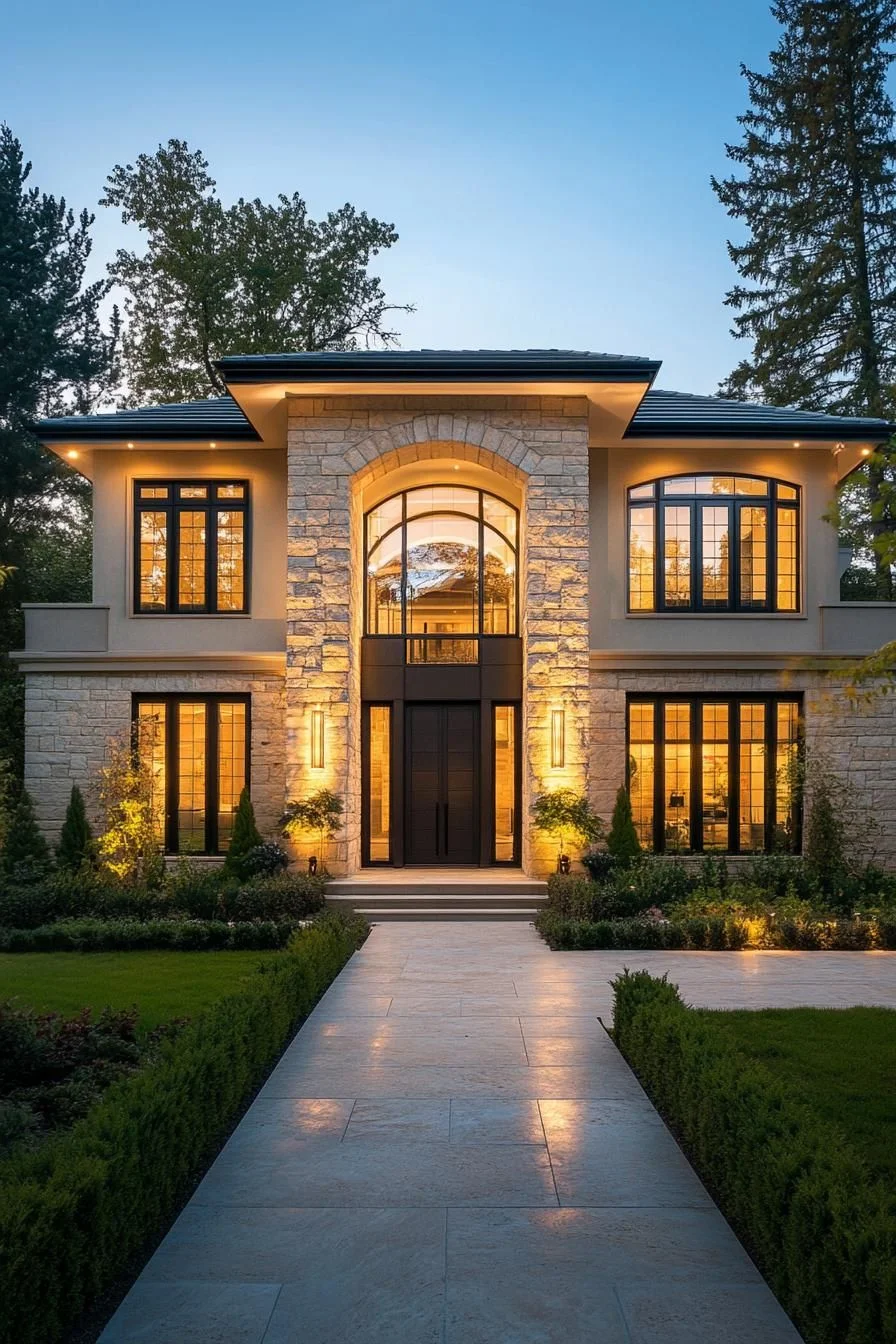 Illuminated Manor With a Radiant Entry