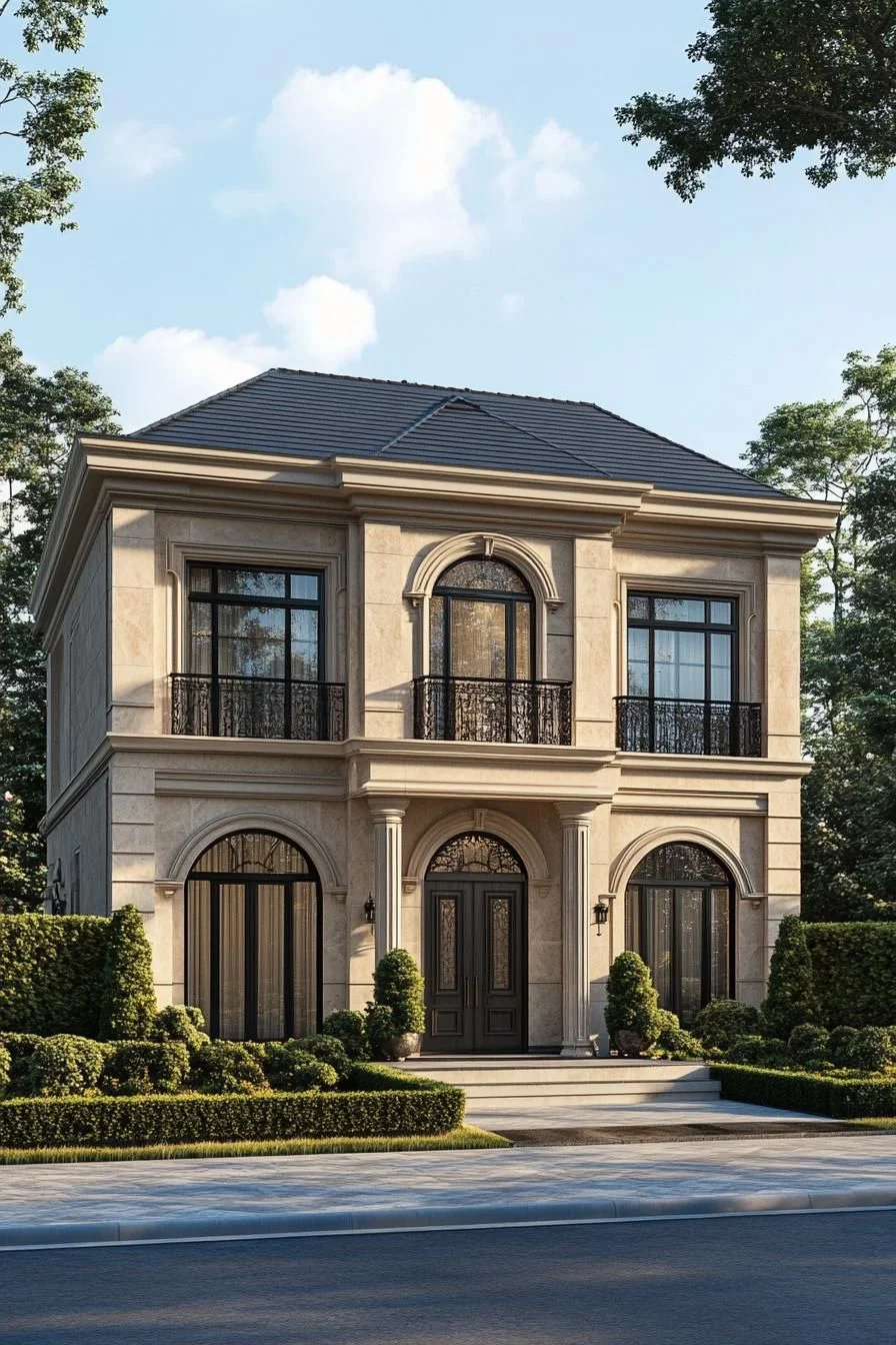 A Palatial Neoclassical Home Under Blue Skies