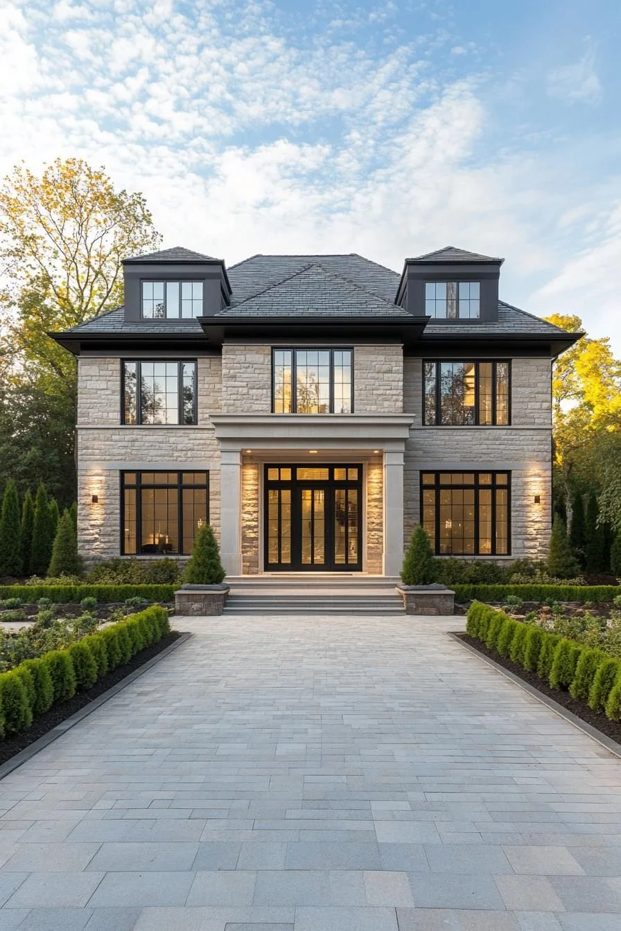 A Grand Stone Exterior with Playful Touches