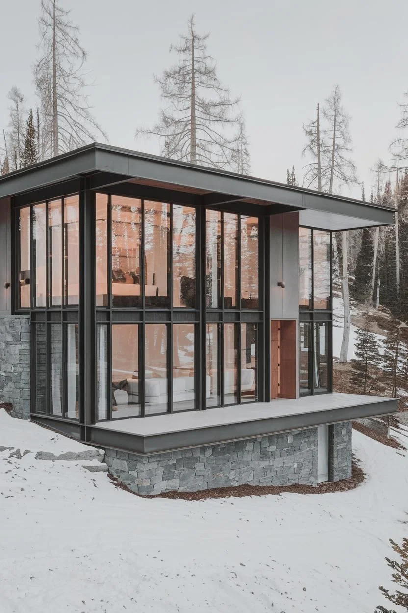 Glass-Walled Cabin at the Mountaintop