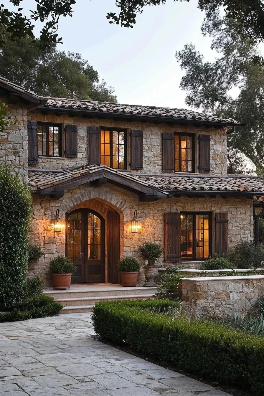 A Stone Farmhouse at Twilight