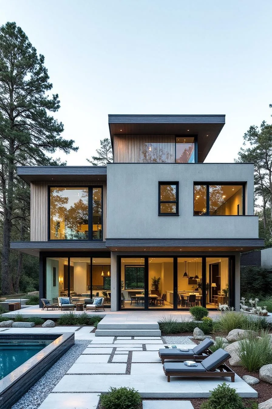 Garden Pool Beside a Geometric Haven