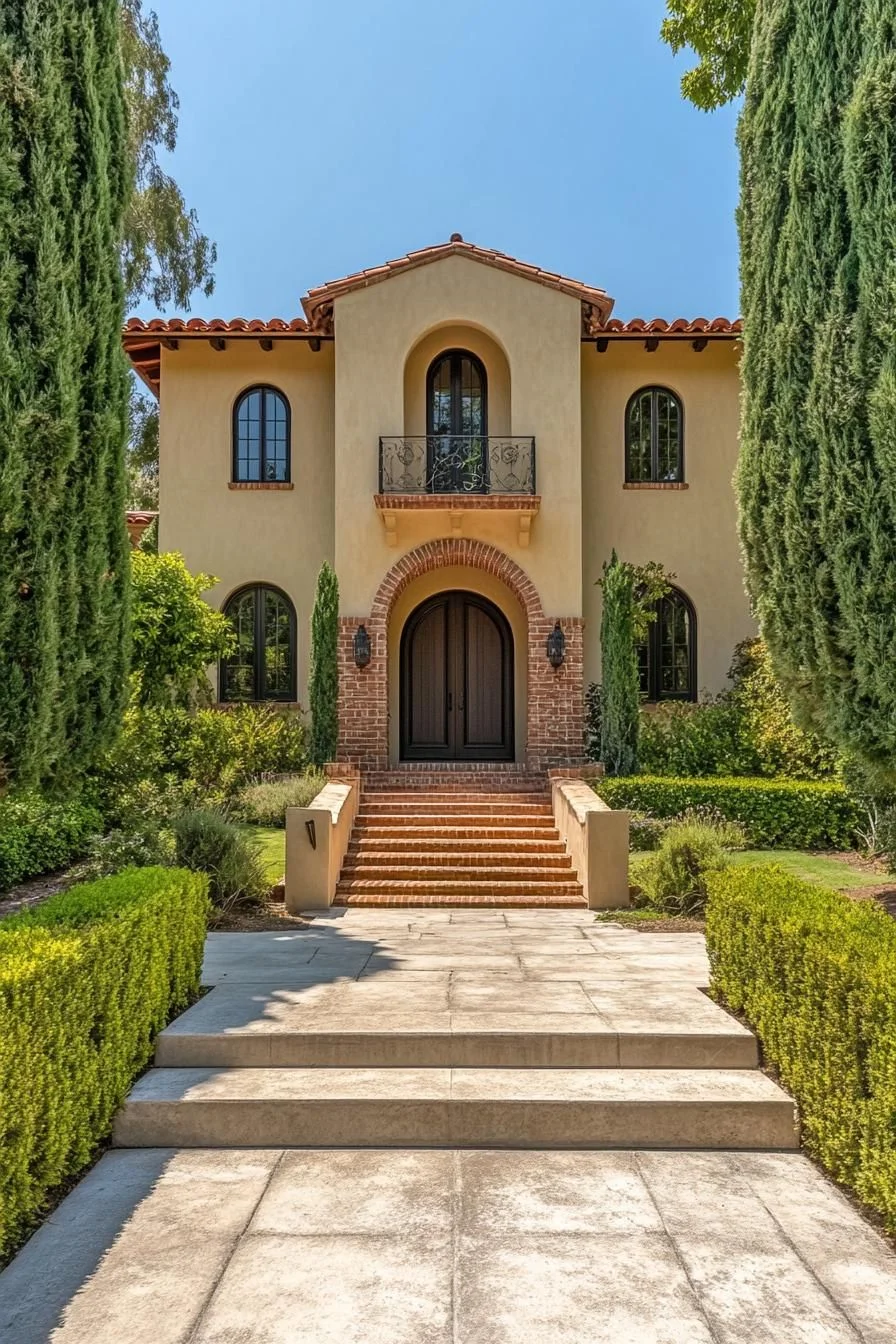 Cypress-Lined Tuscan Facade