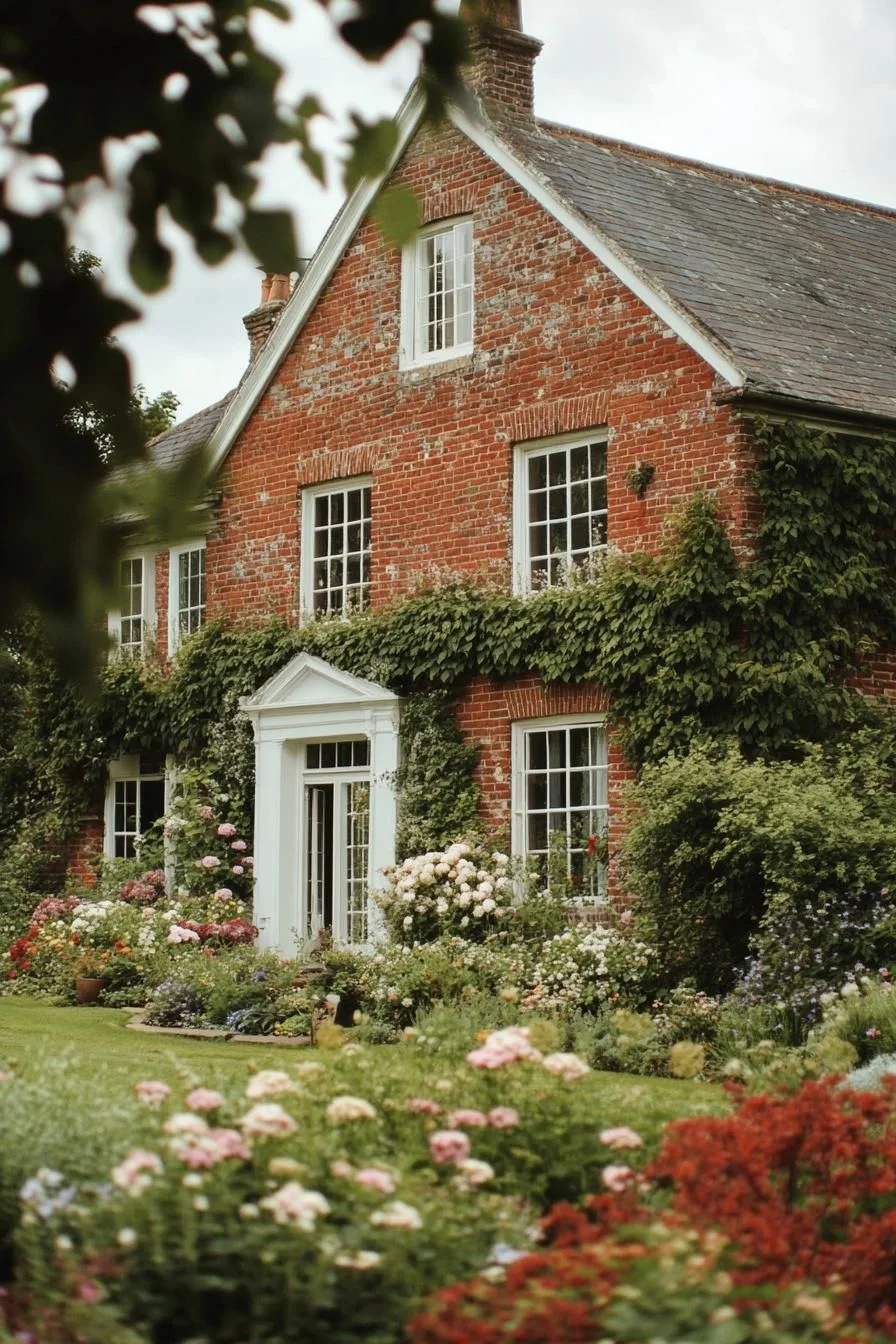 Red Brick House Wrapped in Greenery