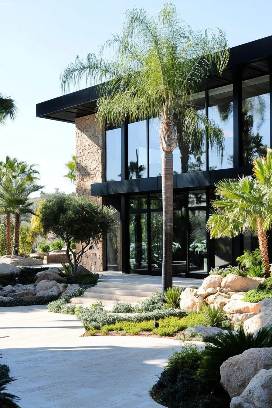 Modern Home Surrounded by Palms