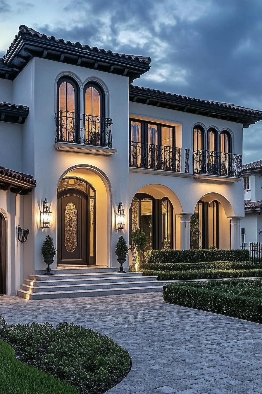 A Moonlit Villa With Arched Walls