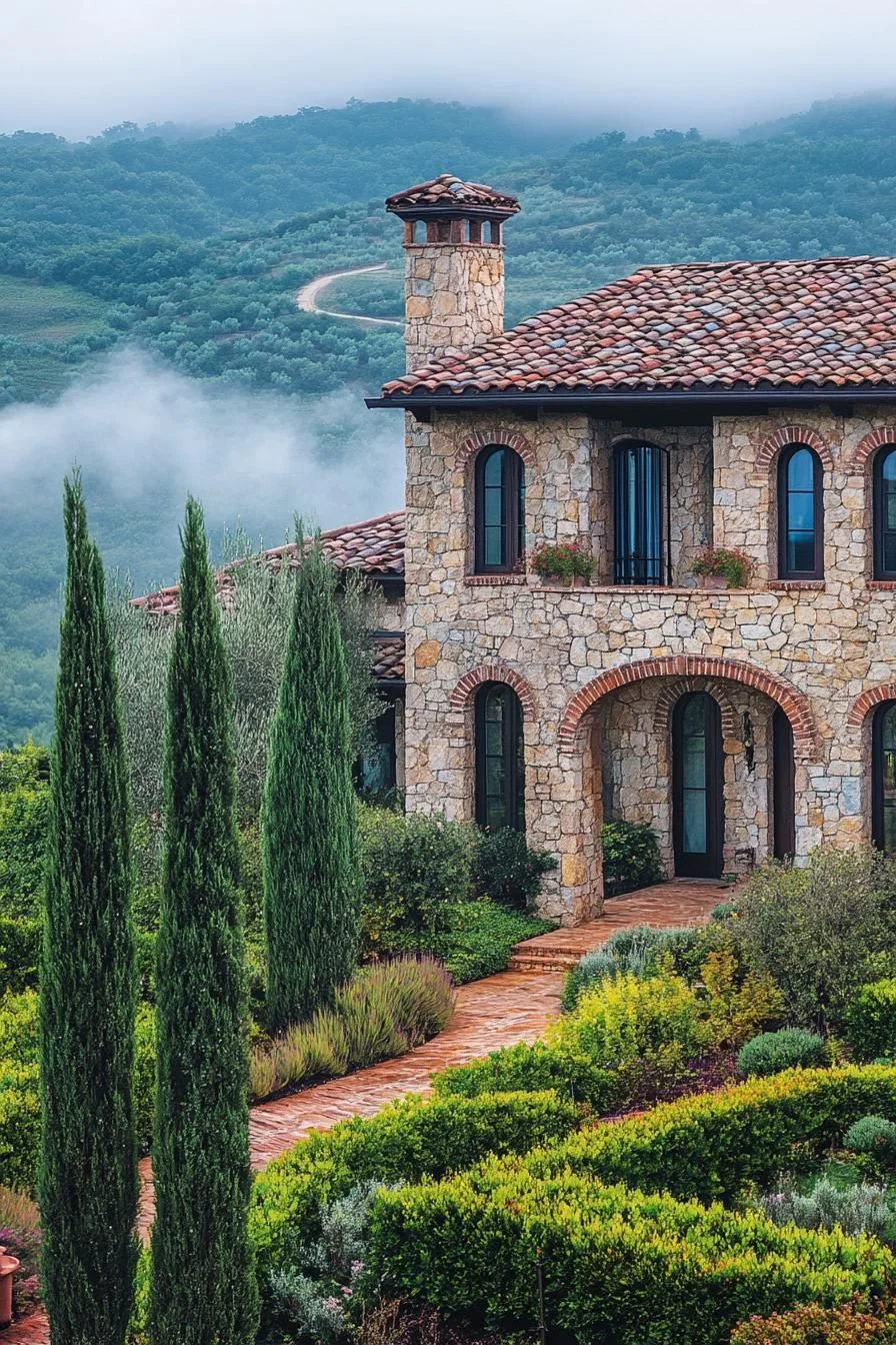 A Stone Villa Set Among Green Hills