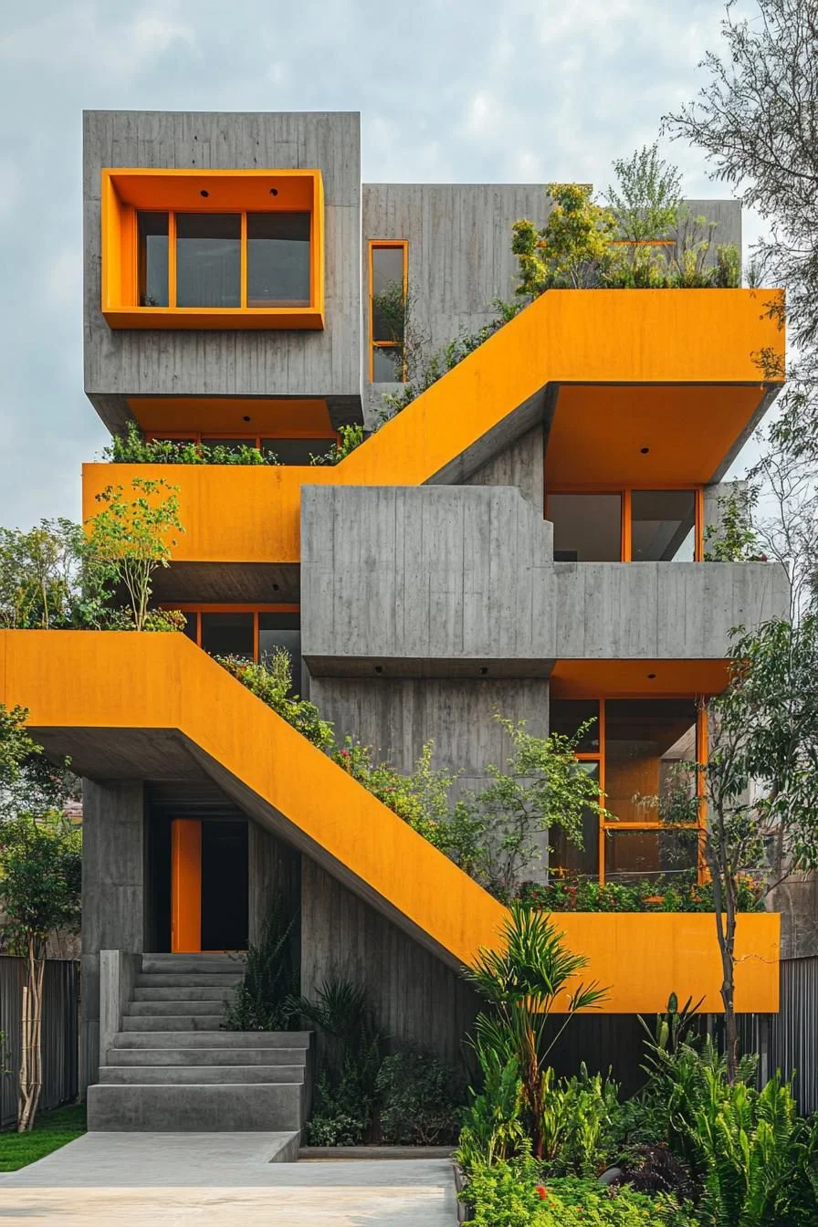 Orange Staircase Architecture Design