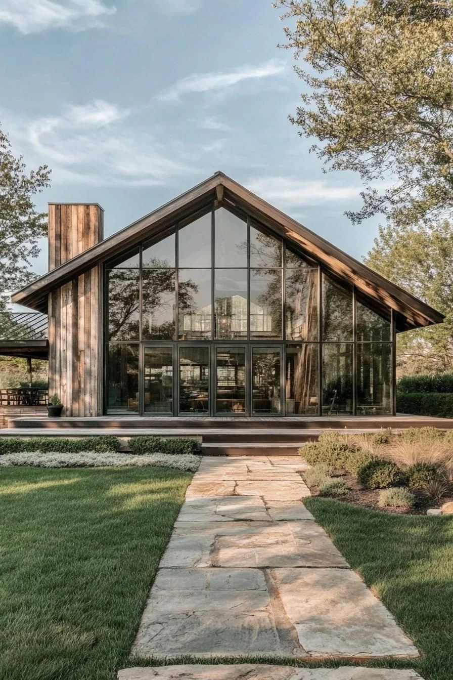 A Glass Lodge Set in the Woods