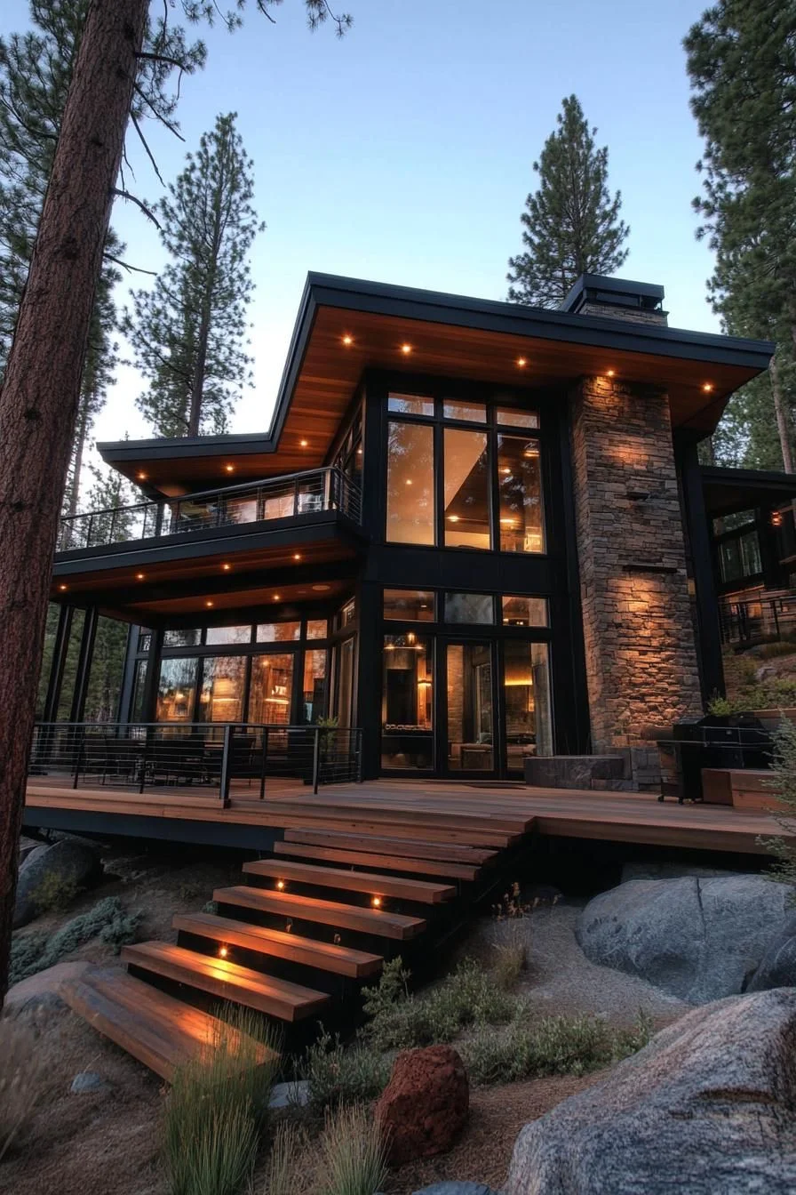 A Fortress-Like Flat Roof Refuge in the Forest