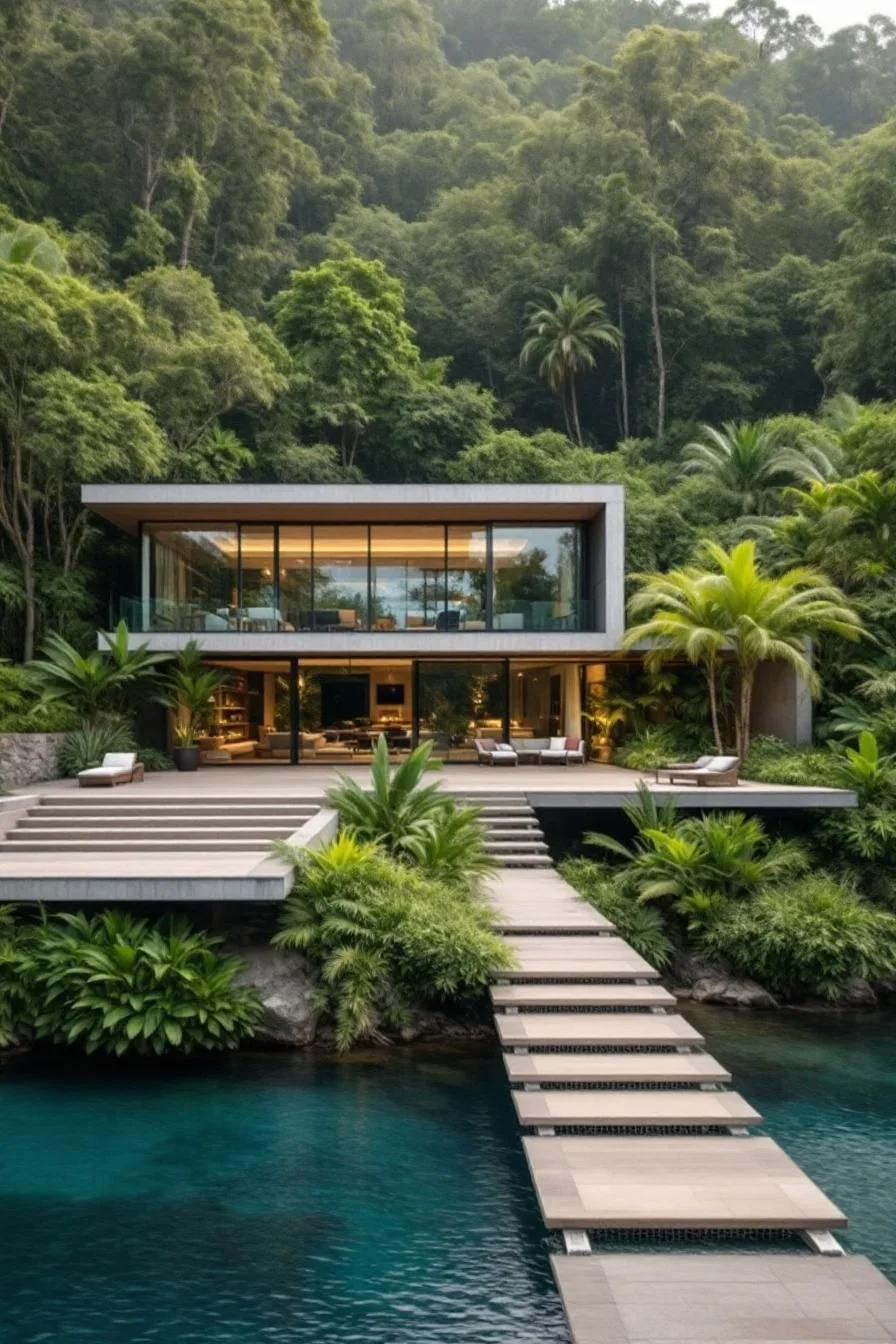 A Serene Floating Home Among Palms