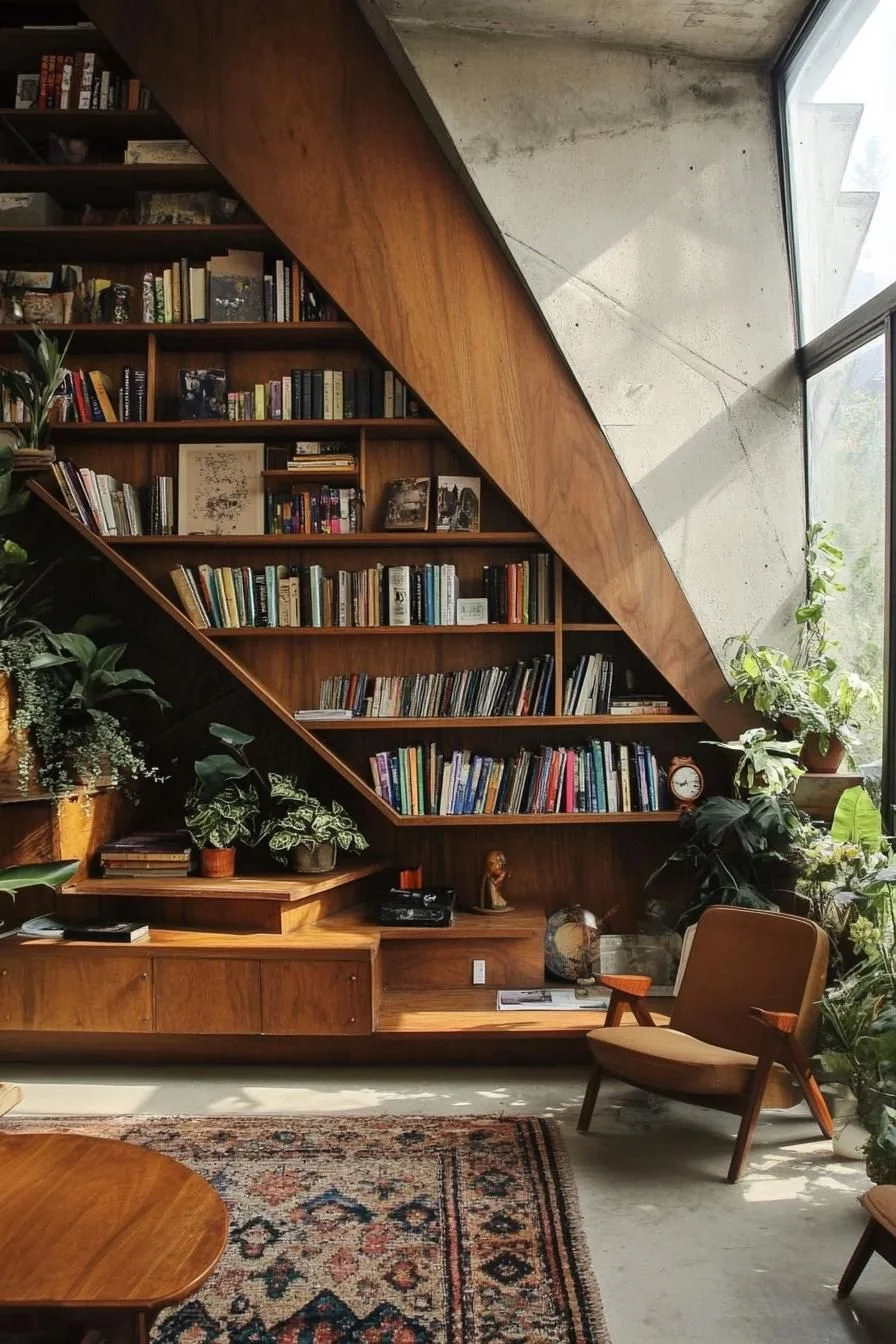 Book-Filled Mid-Century Reading Corner