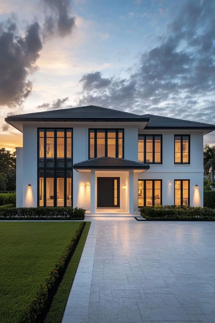 A West Indies Home Lit Up at Evening