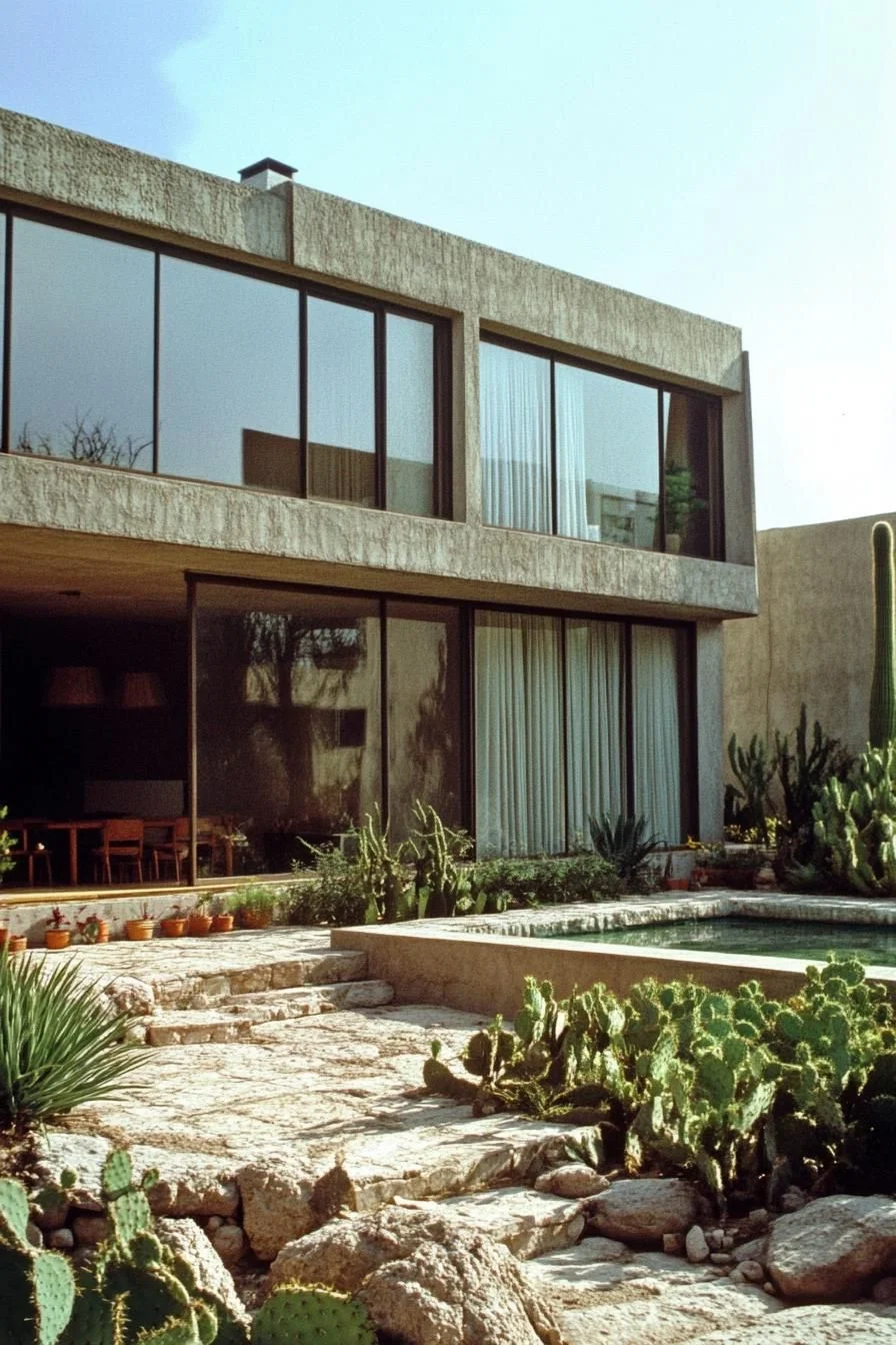 A Concrete Home With Cactus Accents
