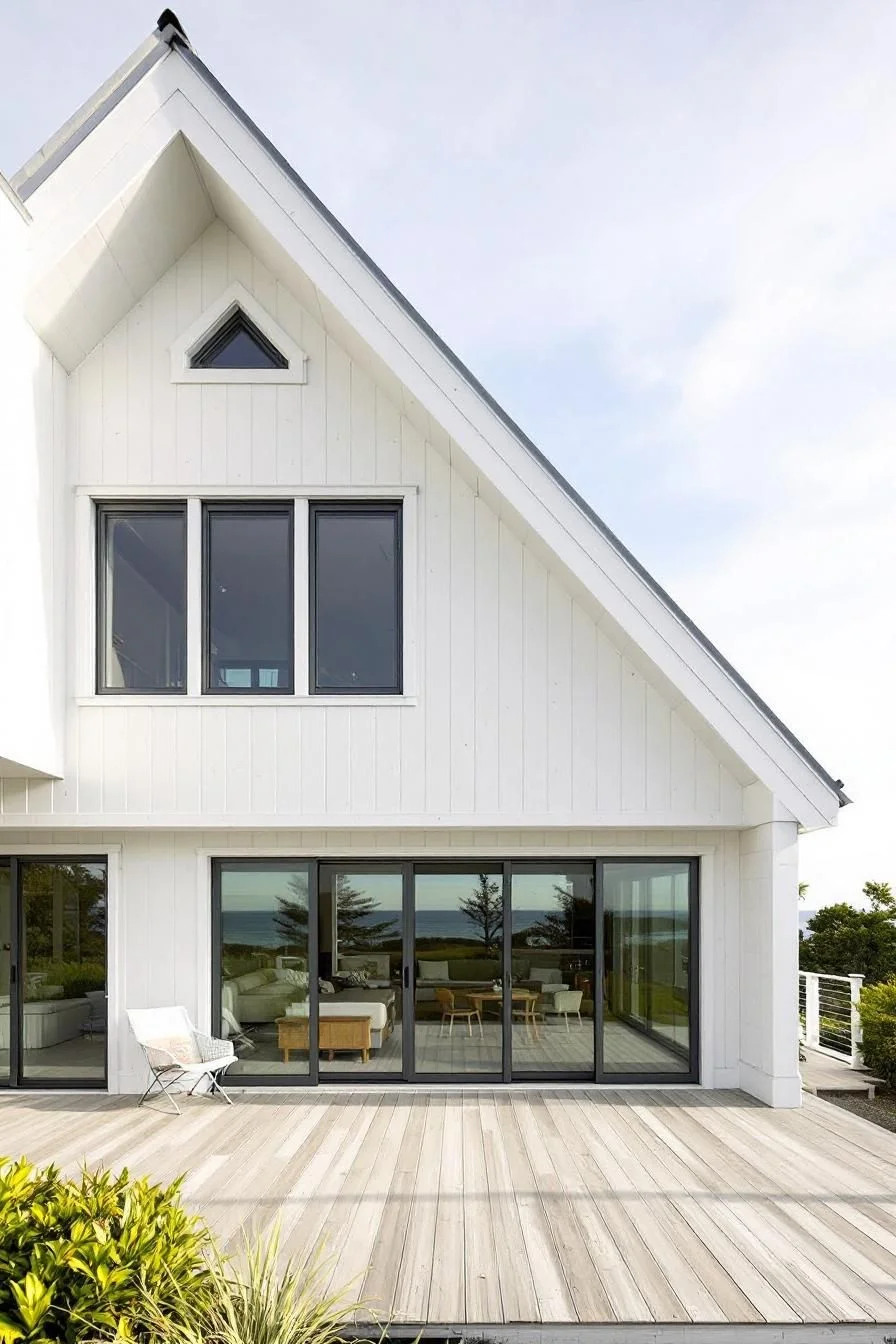A White Gabled Coastal House by the Water