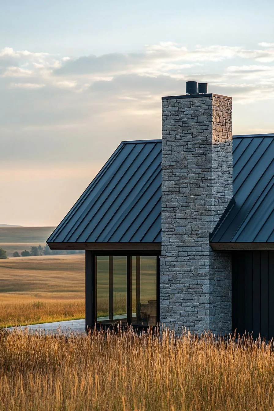 Rustic Stone Chimney With Sleek Metal Roof - photo 4